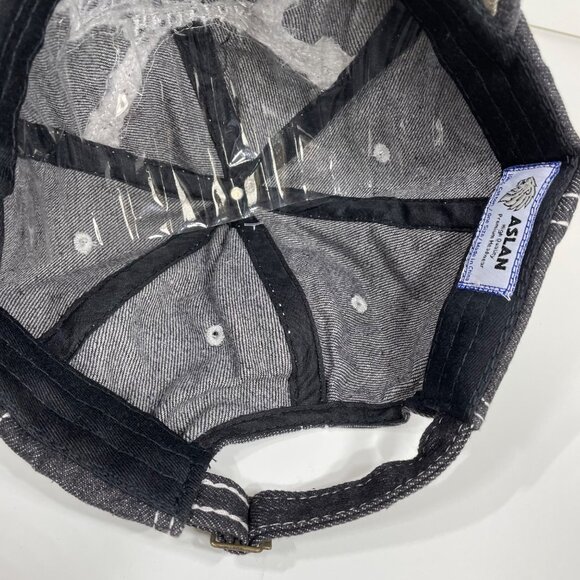 Aslan Black Distressed Embroidered “Hellrider” Scull Adjustable Baseball Hat - Picture 8 of 10